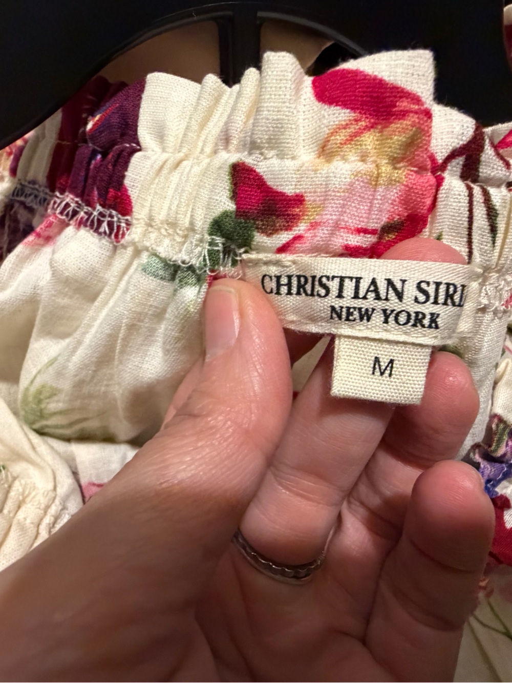 Christian Siriano White Off-Shoulder Blouse with Pink & Green Floral Print MED - Picture 4 of 5